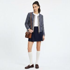 Ann Taylor LOFT Tweed Wool Cropped Bomber Jacket 90's Academia Preppy | M